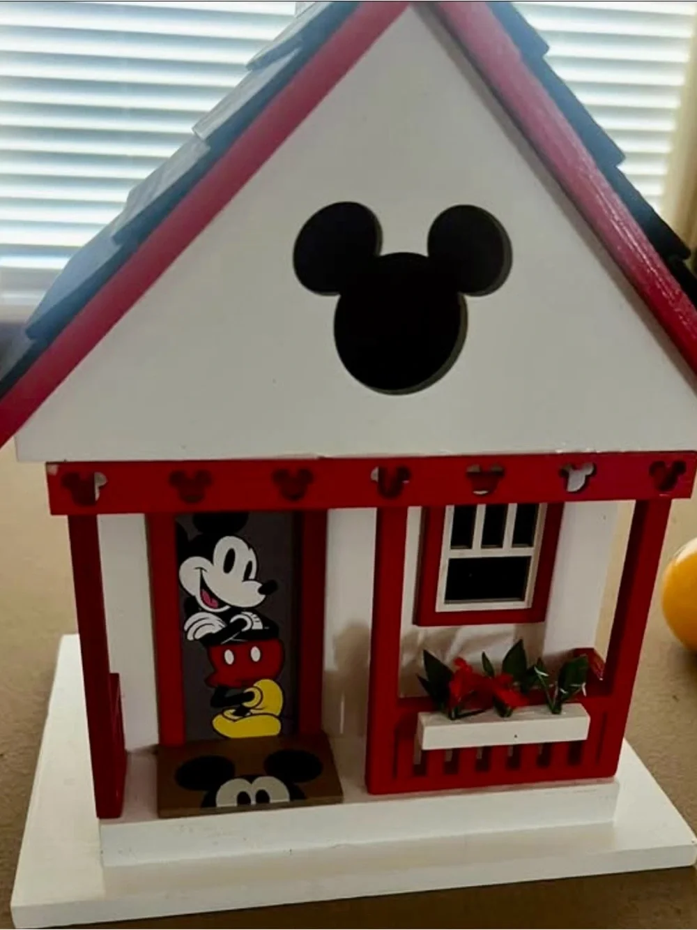 Disney White and Red Mickey Mouse Decorative Birdhouse